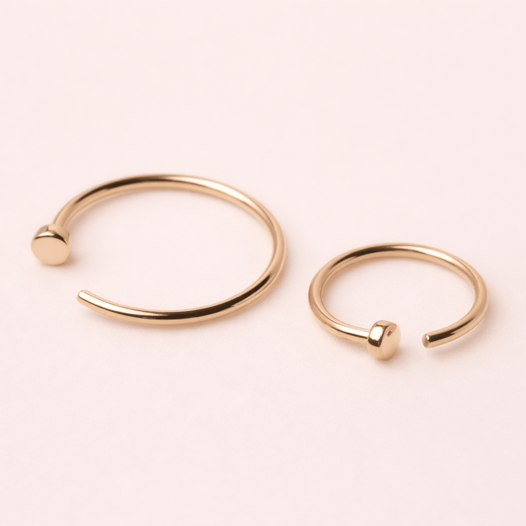 Solid 14kt Yellow Gold Disc Nose Hoop – 20G Seamless Ring (8mm or 10mm) ‐ Kikojoy Jewelry