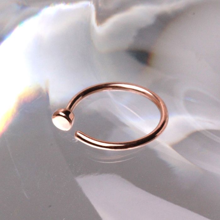 Solid 14K Rose Gold Nose Hoop – 2mm Disc – 20g (8mm & 10mm)