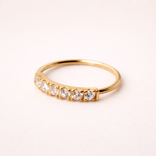 Solid 14K Yellow Gold Prong CZ Nose Hoop – 20g 10mm